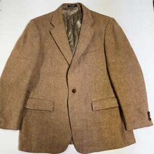 Vintage 1970s American Craftsman Harris Tweed Wool Blazer Tan 42L Made in USA